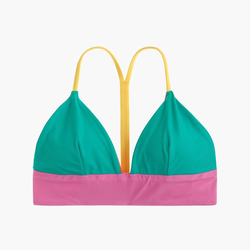 NWT Jcrew T-back Bikini Top In Colorblock small